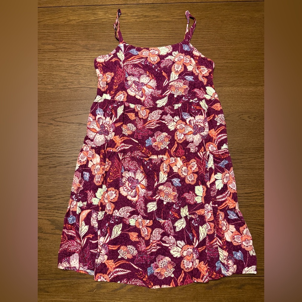 NWT Old Navy Burgundy Floral Tiered Mini Dress